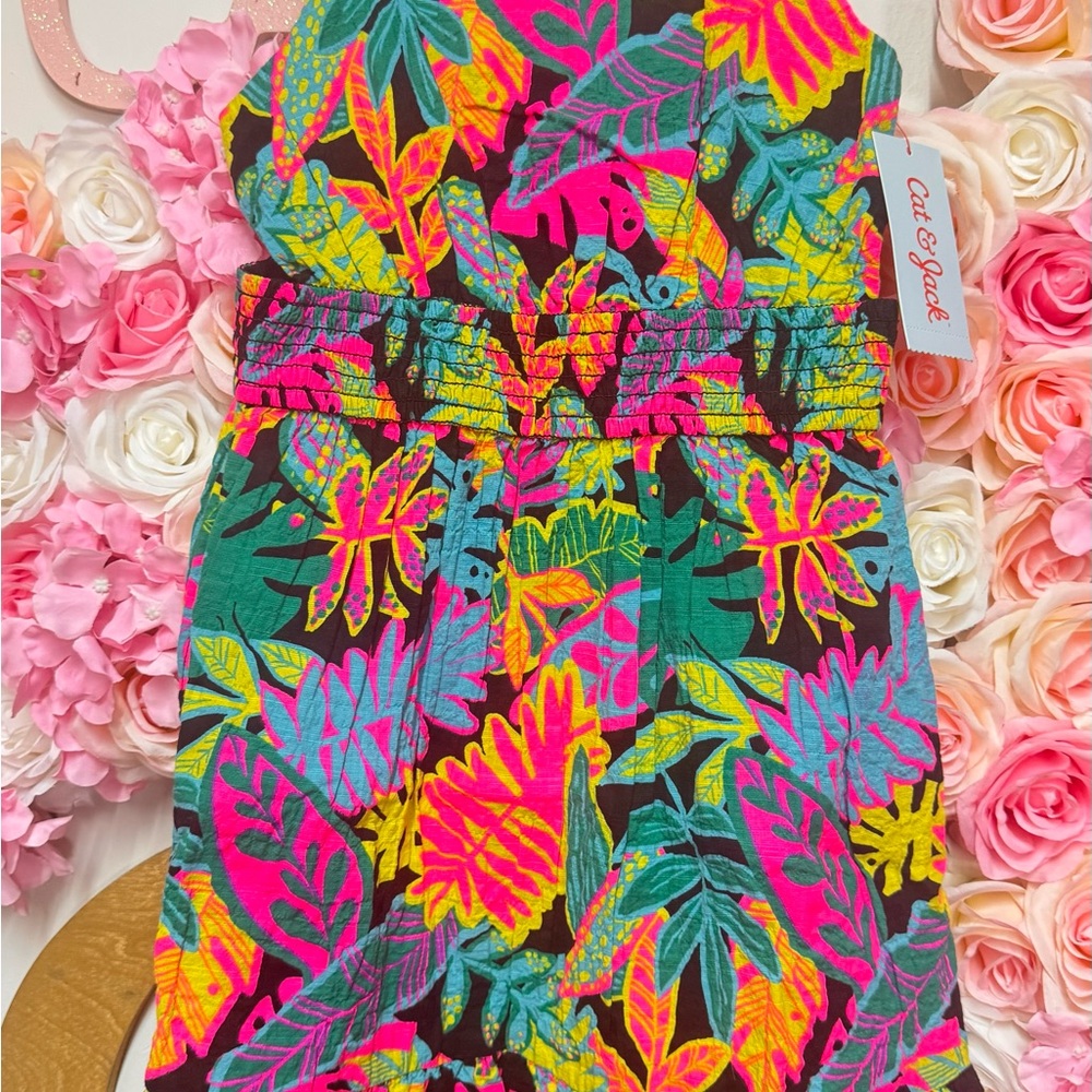 Cat & Jack Vibrant Leaf Print Dress